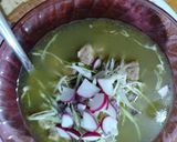 A picture of step 12 of Pozolillo (Green Pozole with Corn).
