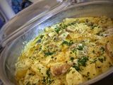 Trucha rellena y papas cremosas