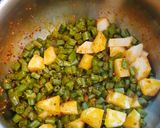 A picture of step 4 of Quick French beans and potato sabji.