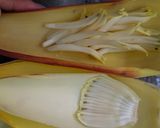 A picture of step 3 of Mocha(banana flower) narikel (coconut) chochori.