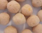 A picture of step 1 of Deep fried salmon and corn balls with hummus.