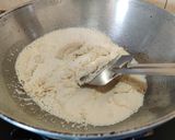 A picture of step 2 of Valentine's Red Semolina Halwa.