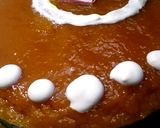 A picture of step 16 of Vanilla tutti fruity cake with Mango topping.