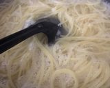 A picture of step 1 of Italian spaghetti pasta salad.