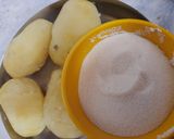 A picture of step 1 of Suji potato fingers.