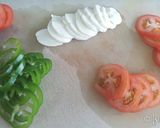 A picture of step 1 of Caprese salad with Capsicum.