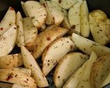A picture of step 2 of Potato Wedges (Thick-Cut French Fries) with Onion Sour Cream Dip.