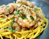 Foto del paso 7 de la receta: Spaghetti cúrcuma con gambón a la naranja