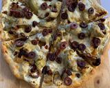 A picture of step 7 of Artichoke, Sun-dried Tomato, and Goat Cheese Pizza.