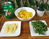 A picture of step 1 of Mango Mojito 🥭🍋🧊🌿🍋🥭.