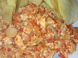 Fried yam with egg sauce
