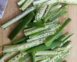A picture of step 1 of Kurkuri bhindi.
