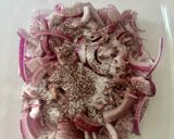 A picture of step 1 of Crispy Tofu Shawarma with Pickled Onions.