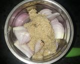 A picture of step 1 of Puri, Aloo Posto, and Halwa.