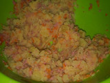 Puré de patatas, zanahoria y salchichas
