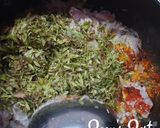 A picture of step 2 of Hyderabadi Mutton Chugur or Young Tamarind Leaves.