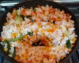 Foto langkah ke 5 dari resep Crabstick Butter Corn Fried rice (nasi goreng) | dengan jagung, wortel, pokcoy.