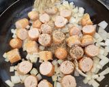 A picture of step 2 of My Italian inspired Sausage Pasta. 💜.