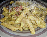 Foto del paso 5 de la receta: Pasta con jamón frito y salsa de calabacín