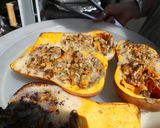 A picture of step 4 of Oven baked parmesan malenge and stuffed onions.
