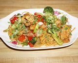 A picture of step 5 of Stir-Fried Chicken Breast with Broccoli and Lo Mein Noodles, Jon Style.