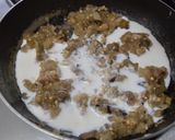 Foto del paso 4 de la receta: Tortilla🍆🧀 rellena🌯 de berenjena tatemada, cebolla🌰, queso🍐 y pera🥙🫓🧀