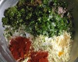 A picture of step 2 of Thepla-methi thepla -fenugreek leaves.