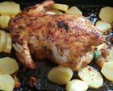 Foto del paso 5 de la receta: Pollo rustido con mantequilla compuesta y patatas panadera