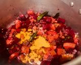 A picture of step 2 of Beet root Brown chana rice.