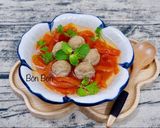 Hình bước làm 12 của món Bánh Canh Gấc Bò Viên
