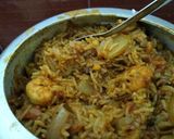 A picture of step 6 of Prawn Sahi Biryani in my style.