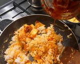 A picture of step 4 of Kimchi Fried Rice.