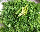 A picture of step 1 of Rai Saag / Mustard Greens.