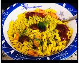 A picture of step 3 of Schezwan macaroni pasta with garlic mayonnaise.