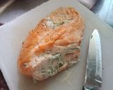A picture of step 3 of Creamy Spinach Cheese Stuffed Chicken Served With Hummus.