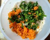 A picture of step 1 of Coriander mint and carrot Parathas with Chole.