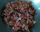 A picture of step 1 of Soya nuggets rice with matar paneer and sprouts salad.