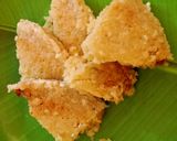 A picture of step 8 of Chhena poda Orissa dish.