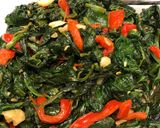 A picture of step 3 of Garlicky Spinach with Red Peppers.