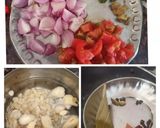 A picture of step 1 of Potato Paneer curry.