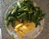A picture of step 1 of Bhindi Masala.