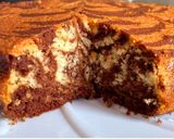 A picture of step 4 of Chocolate Marble cake (zebra cake).