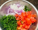 A picture of step 1 of Tomato Onion Dill Utthapam.