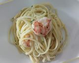 A picture of step 2 of Linguine con gamberi e prosecco.