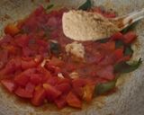 A picture of step 2 of Sev Tomato Sabji - Gujarati dinner sabji with butter roti.