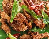 รูปขั้นตอนการทำที่ 4 ของ หมูคลุกฝุ่น (ลาบทอด)