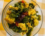 A picture of step 5 of Drumstick leaves with sun dried lentil dumplings.