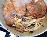 A picture of step 5 of My Peppered Marinated Steak with Onions garlic, Wedge Chips. 😘.
