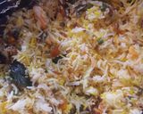 A picture of step 1 of Spanish rice.