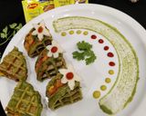 A picture of step 7 of Cheesy Veggie Moong Waffle Bites.